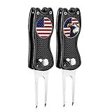 FINGER TEN Golf Divot Repair Tool & Ball Marker (2 in Black+2 Ball Marker)