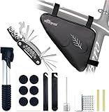 NDakter Bike Repair Kit for Flat Tire Repair, Bicycle Tool Kit Set with Pump Portable for Mountain Road Bike Emergency, Bike Bag with 16 in 1 Multitool and Lever Patch, Accessories for MTB Cycling