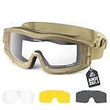 VOZAPOW Airsoft Goggles Anti Fog with ANSI Z87.1 Certified, Safety Goggles Impact Resistant, Tactical Shooting Glasses