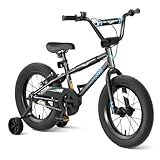 67i Boys Bikes for Ages 5-8 - 12/14/16 Inch Kids BMX Style Bike with Training Wheels, Dual Brakes & Night Safety Reflectors (Black Blue, 16 inch)