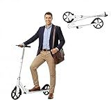 Scooters for Kids 9-25, Teens & Adults - Foldable Commuter Scooter with Bell, Hand Brake & Adjustable Height, 260 LB Weight Capacity, Perfect for School, Campus, Park Rides, White