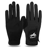 FINGER TEN Horse Riding Gloves for Women or Kids (Women-Black, Medium)