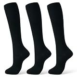 FITFEL Compression Socks for Women & Men 15-20 mmHg, Knee High Medical Support Stockings for Circulation, Nurses, Pregnancy, Running, Athletic & Travel(3 Pairs)