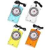 4 Pcs Outdoor Compass with Adjustable Declination,Magnifier,Ruler,Scale. Multifunctional Orienteering Waterproof Compass for Map Reading, Navigation, Hiking (Transparent+Blue+Green+Orange)