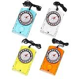 4 Pcs Outdoor Compass with Adjustable Declination,Magnifier,Ruler,Scale. Multifunctional Orienteering Waterproof Compass for Map Reading, Navigation, Hiking (Transparent+Blue+Green+Orange)