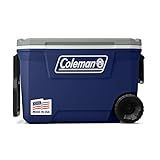 Coleman Classic Series Insulated Portable Rolling Cooler with Wheels, Leak-Resistant Outdoor Hard Cooler Keeps Ice up to 5 Days, 62-Quart