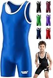 Exxact Sports Plain Youth Wrestling Singlet For Boys, Premium Powerlifting Singlet, Kids Wrestling Singlets For Training - (Royal, YL)