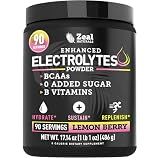 Zeal Electrolyte Powder - 90 Servings | Keto Electrolytes Powder | Zero Sugar, BCAAs, B-Vitamins | Potassium, Zinc, Magnesium | Hydration Powder Recovery Drink | Lemon Berry