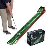 Perfect Practice Compact 8' Putting Mat with Automatic Ball Return – Space-Saving Indoor Putting Green for Apartments, Home & Office – Golf Training Aid with Alignment Guides