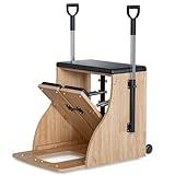 Pilates Chair Wunda Chair Pilates Combo Chair with Handles Split Pedals Reformer Machine for Yoga Core Training Rehabilitation Includes Non-Slip Socks (Wood Panel Bracket)