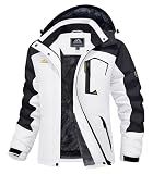 MAGCOMSEN White Snow Jackets for Women Waterproof Insulated Ski Jackets Waterproof Insulated Winter Coats with Hood Travel Jackets Cold Weather
