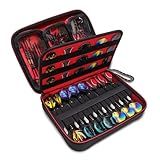 USA Gear XL Semi Hard Shell Dart Case - Storage Protective for 15 Piece Dart Set, Tips, Flights and Shafts, and More Accessories - Locking Foam Design for Soft and Steel Tips (Red) - Case Only