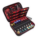 USA Gear XL Semi Hard Shell Dart Case - Storage Protective for 15 Piece Dart Set, Tips, Flights and Shafts, and more Accessories - Locking Foam Design for Soft and Steel Tips (Red) - Case Only