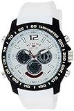U.S. Polo Assn. Men's Chronograph Sport Watch – Ana-Digital Display with Tachymeter Bezel, Dual Time, Stopwatch & Alarm – White Silicone Strap – 46mm Case – Fits Wrists 5.5" to 8"