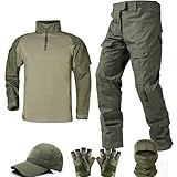 VPZenar Tactical Suit,Military Pants and Shirt,Cap Balaclava Gloves Set,Green WL Uniform Men's Airsoft Gear