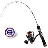 WIDDEN Ice Fishing Rod and Reel Combo, 27" Medium Light Spinning Ice Fishing Pole, Gear with Line and Lures for Trout, Bass, Walleye