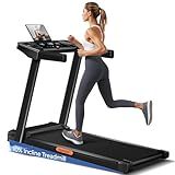 Incline Treadmill with Handle for Home and Office, Folding Treadmills with 265 Lbs Weight Capacity, 2.5HP Quiet Walking Pad Treadmill, Three LED Screen Display