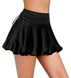 Z&X Women's Latin Dance Dress - Mini Ruffle Pleated Skirt for Ballroom, Salsa, Tango - Sexy Black Tag M