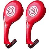 Taekwondo Kick Pads Durable Upgraded Leather Kickboxing Sparring Gear Training Equipment for Martial Arts, Karate, TKD,Red/Blue,2 Pack (RED)