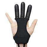 Seektop Archery Gloves Shooting Hunting Leather Three Finger Protector for Youth Adult Beginner (Update Black, L)