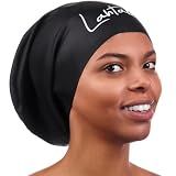 Large Swim Cap for Long Hair – Women & Men with Braids & Dreadlocks/Black L