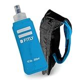 FITLY Running Handheld Water Bottle 12 oz Soft Flask - Hand Water Bottle For Runners, Hiking, Skiing & Outdoor - Fits F2, F2, F3 & F4 Collapsible Flask - Hydration Holder with Pocket - Blue