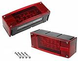 Left+Right/over 12 LED super diodes for each light/AUTO 2PCS 12V LED Submersible Low Profile Rectangular Trailer Lights, Tail Stop Turn Running Lights Kit, Sealed for Boat Truck Marine