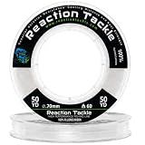 Reaction Tackle 100% Pure Fluorocarbon Fishing Line - High Strength, Abrasion-Resistant, Fast-Sinking, Virtually Invisible - Saltwater and Freshwater Leader Line - Clear - 10LB 50 Yards