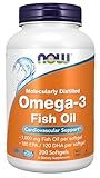 NOW Foods Supplements, Omega-3 180 EPA / 120 DHA, Molecularly Distilled, Cardiovascular Support*, 200 Softgels