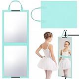 GlikCeil Foldable Portable Full Length Mirror for Dancer, Camping, Travel Mint Green 33.5" x 13.4" Portable Hanging Folding Mirror with Handle for Dance Competition Travel Full Body Backstage Mirrors
