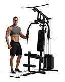 Home Gym Machine with 100LB Weight Stack, Multifunctional Full Body Workout Station for LAT Pulldown, Chest Press, Leg Extension & Strength Training, Compact Fitness Equipment for Home Use