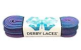 Derby Laces Striped - Flat, 10mm Wide, for Boots, Skates, Roller Derby, and Hockey Skates (Purple and Teal, 108 Inch / 274 cm)