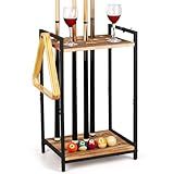 Jolensoy Pool Stick Holder - Freestanding Pool Cue Holder Floor Stand Wooden Cue Stick Holder 10-Hole Billiard Cue Racks for Game Room Billiard Room Decor Club Pool Table Accessories
