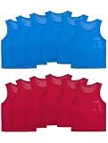 VOGRYE Pinnies for Sports Youth 12 24 Pack Reversible Team Practice Vests | reversible two tone mesh lightweight breathable elastic waistband machine wash soccer basketball football volleyball coach pe