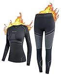 NOOYME Thermal Underwear Long Johns, Base Layer Women's Black-grey