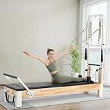 PAETA Pilates Reformer, Wooden Reformer Pilates Machine with Tower & Mat, Pilates Equipment for Home Workout and Studio, Includes Sitting Box, Jumpboard