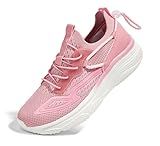 LUCKY STEP Women's Slip On Walking Shoes Mesh Tennis Workout Comfortable Lightweight Athletic Gym Trainers Stylish Breathable Fashion Sneakers(Pink,8.5 B(M) US)