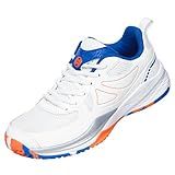 Sisttke Men's Badminton Pickleball Tennis Shoes Lightweight Breathable Non-Slip Court Sneakers for Racquet Sports Training White/Dark Blue