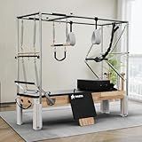 PAETA Pilates Reformer, Wooden Reformer Pilates Machine with Cadillac Trapeze Table, Pilates Equipment for Home Workout and Studio, Includes Sitting Box, Jumpboard(Reformer Cadillac