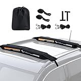 Golkcurx Universal Soft Roof Rack Pads for Kayak,Surfboard, SUP, Canoe, Snowboard with15FT Tie-Down Straps*2 and Storage Bag*1 (Black)