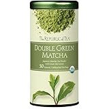 The Republic of Tea Organic Double Green Matcha, Individual Tea Bags with Japanese Matcha Tea Powder and Green Tea Leaves Blend, Natural Unbleached Bags in Reusable Tin Canister, 50 Tea Bags