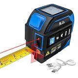 4-in-1 Laser Tape Measure with Laser Level Crosshairs |130ft/40m Laser Distance+16ft/5m AutoLock Tape |Backlit LCD Display (Ft/Inch/M/mm) |for DIY,Construction, Interior Design (Blue/131Ft)