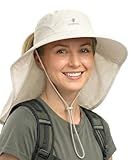 Camptrace Sun Hats for Women Men UPF 50+ UV Protection Wide Brim Hiking Fishing Hat with Neck Flap, Beige