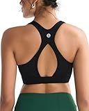 RUNNING GIRL High Impact Sports Bras for Women, High Support Micro Perforated Mesh Sports Bra with Sewn in Pads_WX3151_Black_M