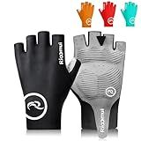 Rioomui Cycling Gloves,Anti-Slip 5mm Padded Biking Gloves for Men Women Shock-Absorbing Summer Breathable for Road Bicycle Commuting-Black-L