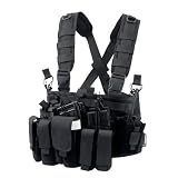 TACNEX Chest Rig with Removable Mag Pouches Customizable MOLLE Panel Modular Gear Carrier Harness (Black)