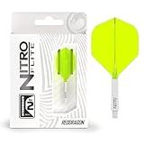 RED DRAGON Darts – Nitro Flite Integrated Flight & Shaft System – No.2 Shape and Design – White & Yellow Colour, Intermediate Length