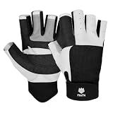 FitsT4 Sports 3/4 Finger Gloves for Sailing Water Ski Kayak Water Sports | for Men Women Youth,Paddling,Jet Ski,Wakeboard,Canoeing,Fishing,Rowing,Boating,Surfing,Adjustable Wrist,Padded Palm,Black M