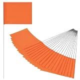 20Pack Orange Marking Flags,Writable | 15x4x5 Inch,PVC Small Lawn Marking Flags,Yard Flags for Garden Survey Irrigation Yard Marking and Dog Training (Orange 20Pcs)