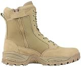 Maelstrom Military Tactical Work Boots with Side Zipper, Tan, Size 10W
